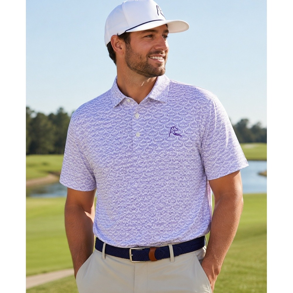 Rhoback Short Sleeve Collegiate Polo The LSU Death Valley Men's Size XXL